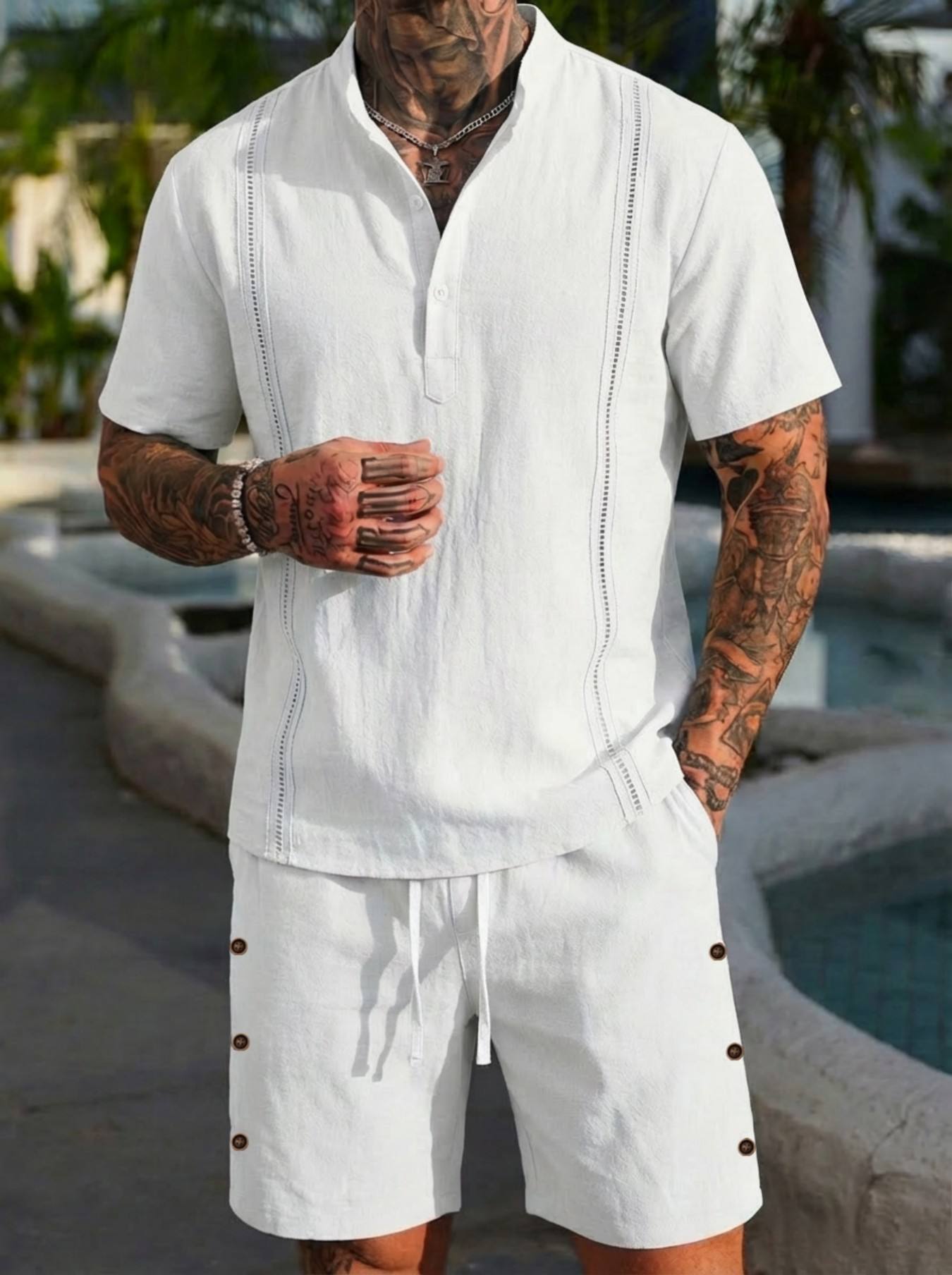2026 men's summer beach casual - Short Linen Drawstring บทวิจารณ์และราคา