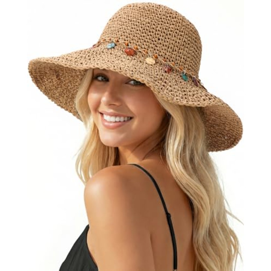 Beach Sun Hats for Women, Stra - Packable Hat Nylon บทวิจารณ์และราคา