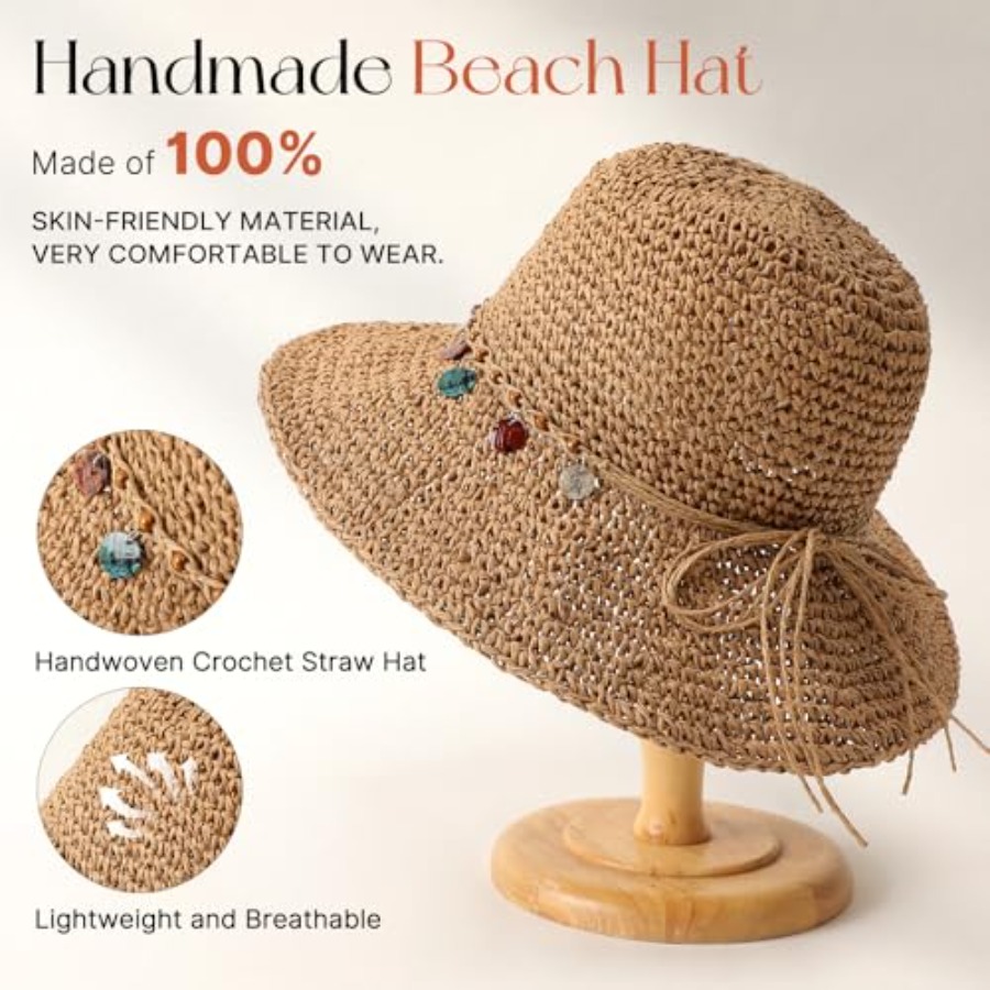Beach Sun Hats for Women, Stra - Packable Hat Nylon บทวิจารณ์และราคา