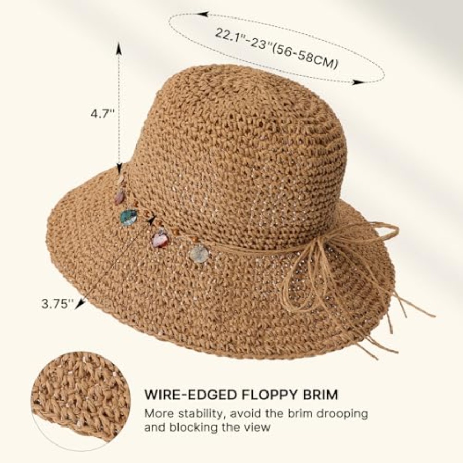 Beach Sun Hats for Women, Stra - Packable Hat Nylon บทวิจารณ์และราคา