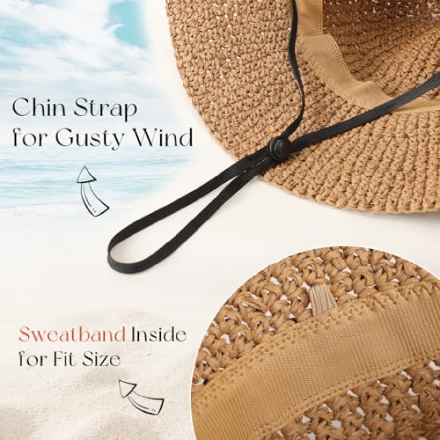 Beach Sun Hats for Women, Stra - Packable Hat Nylon บทวิจารณ์และราคา