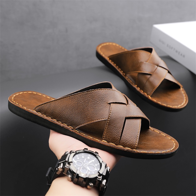 Genuine Leather Men Casual San - Flip Flop Leather Men บทวิจารณ์และราคา