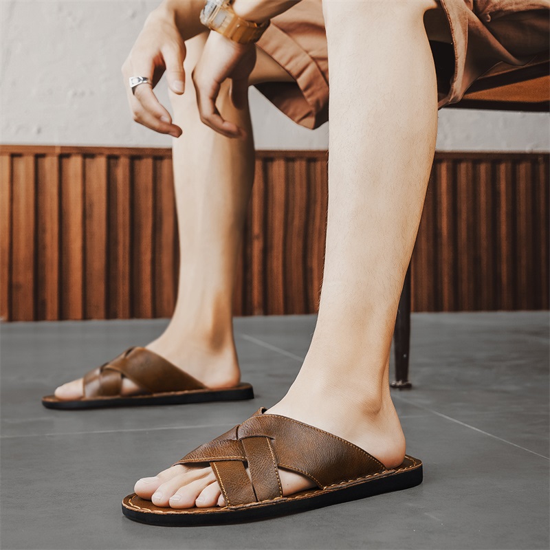 Genuine Leather Men Casual San - Flip Flop Leather Men บทวิจารณ์และราคา