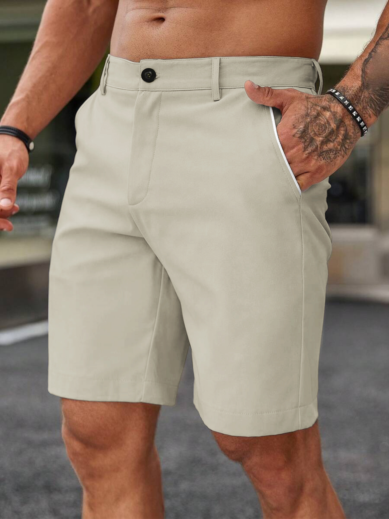 Men Fashion Slim Fit Chino Sho - Shorts Chino Slim บทวิจารณ์และราคา