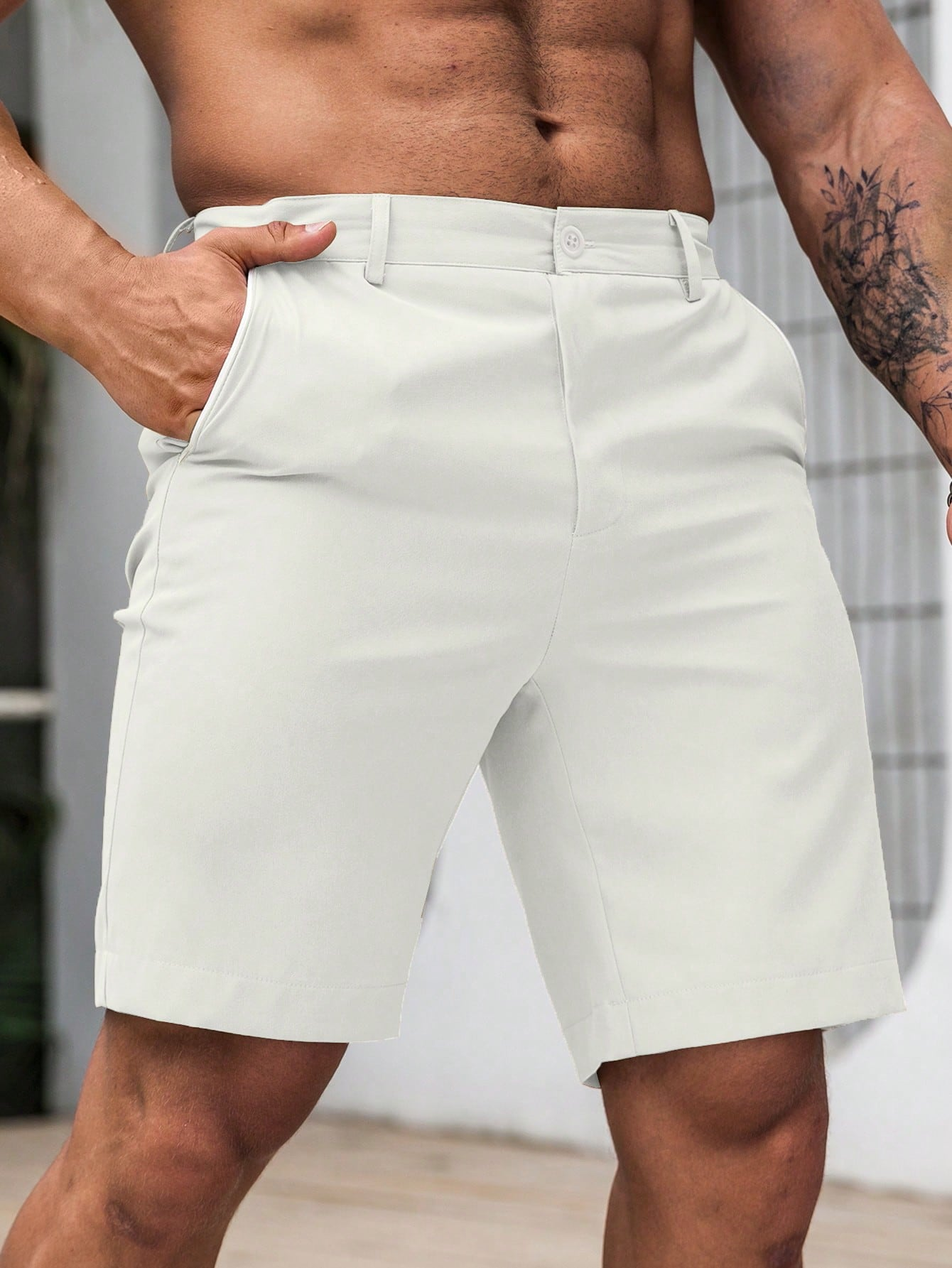 Men's Solid Chino Casual Short - Shorts Chino Slim บทวิจารณ์และราคา