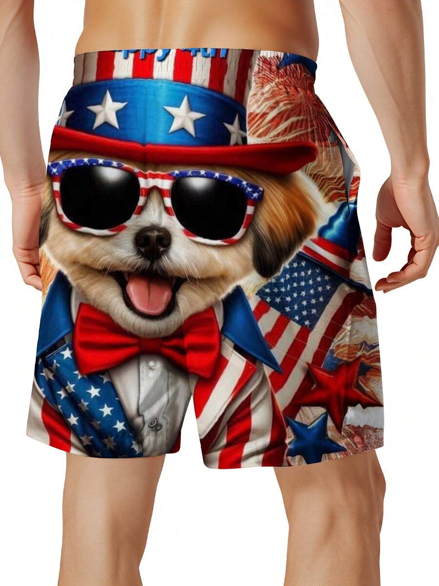 Patriotic Dog American Flag Pr - Swim Trunk Quick Dry บทวิจารณ์และราคา