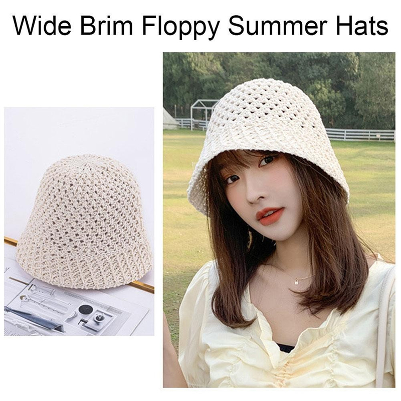 New Girls Sun Hat Wide Brim Fl - Bucket Hat Straw บทวิจารณ์และราคา