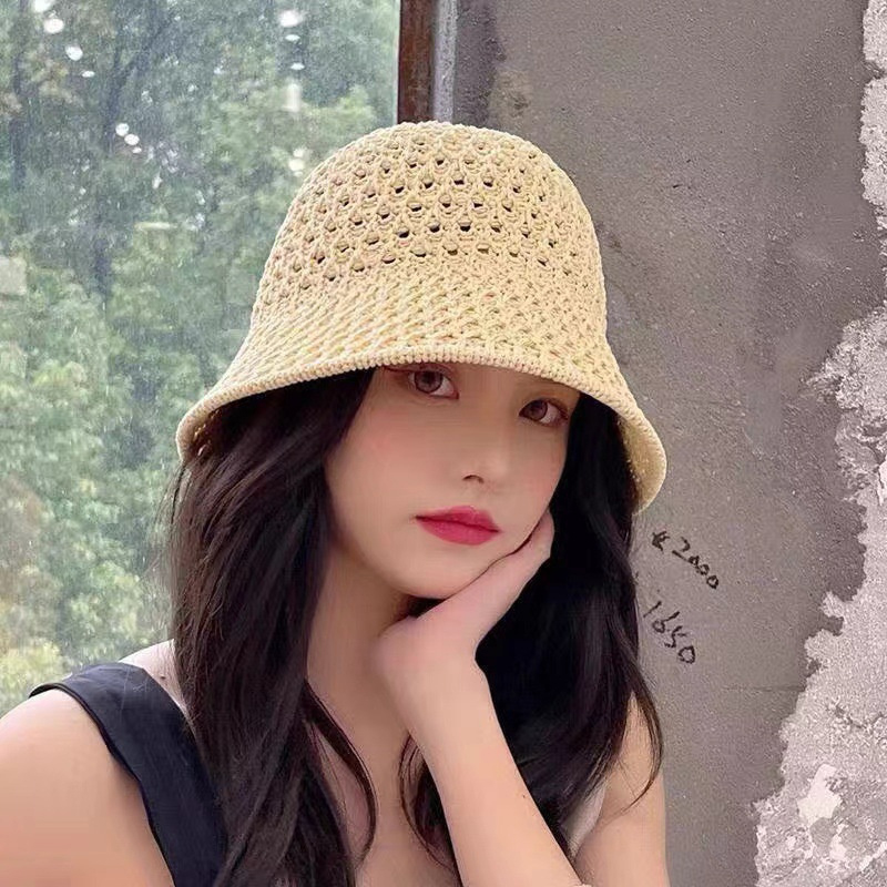 New Girls Sun Hat Wide Brim Fl - Bucket Hat Straw บทวิจารณ์และราคา