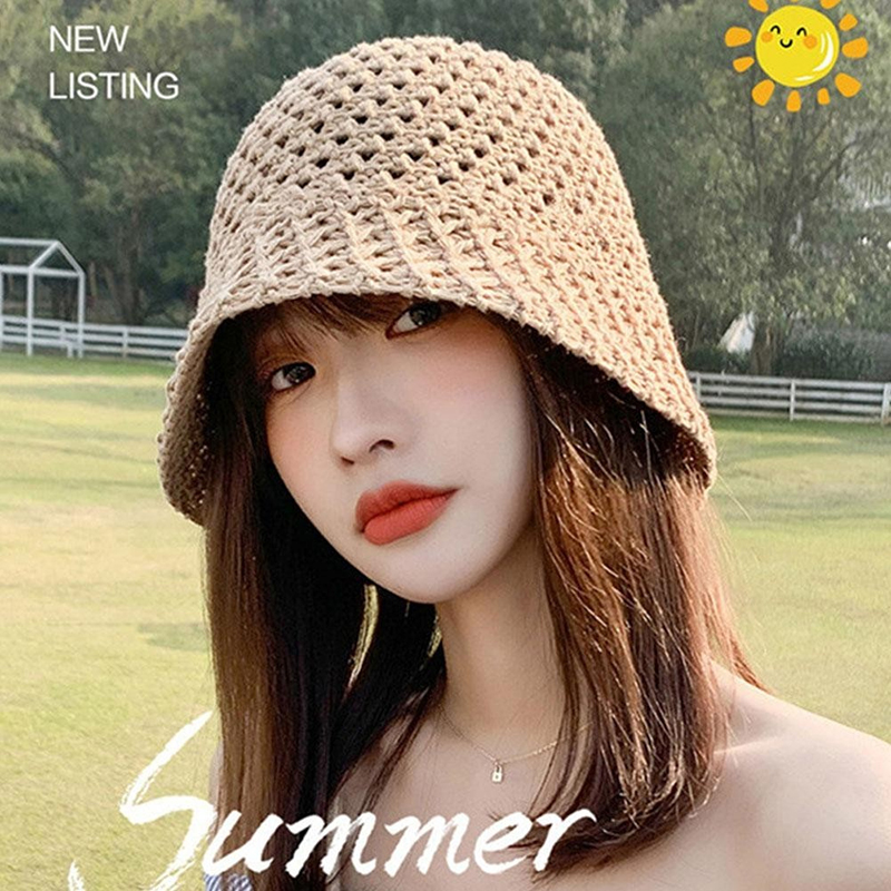 New Girls Sun Hat Wide Brim Fl - Bucket Hat Straw บทวิจารณ์และราคา