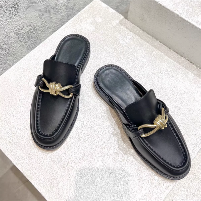 Metal Buckle Half Slippers For - Flip Flop Leather Men บทวิจารณ์และราคา