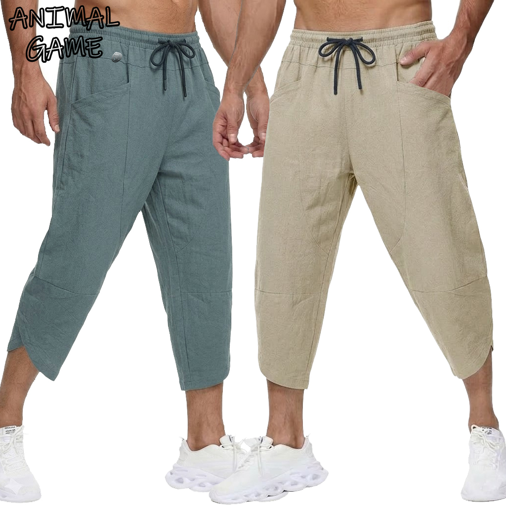 Summer Men's Linen Casual Shor - Short Linen Drawstring บทวิจารณ์และราคา