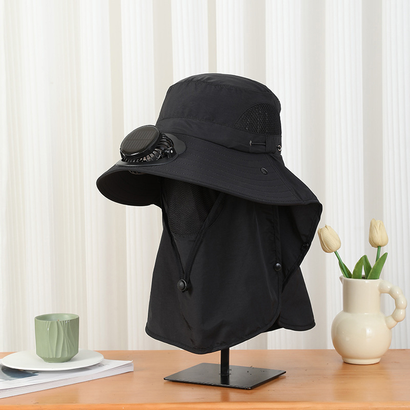 Men Solar Fan Hat Wide Brim UP - Bucket Hat Straw บทวิจารณ์และราคา