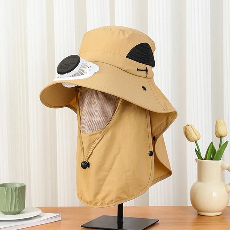 Men Solar Fan Hat Wide Brim UP - Bucket Hat Straw บทวิจารณ์และราคา