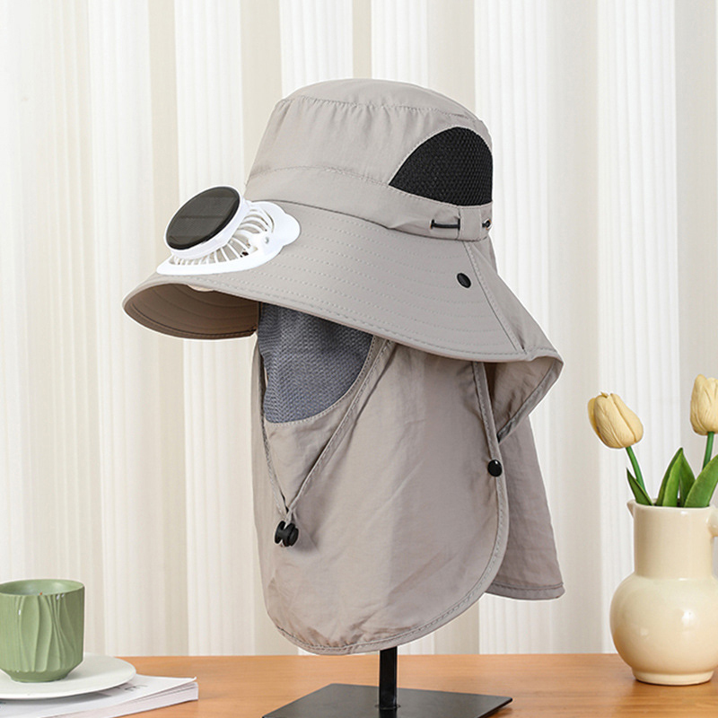 Men Solar Fan Hat Wide Brim UP - Bucket Hat Straw บทวิจารณ์และราคา