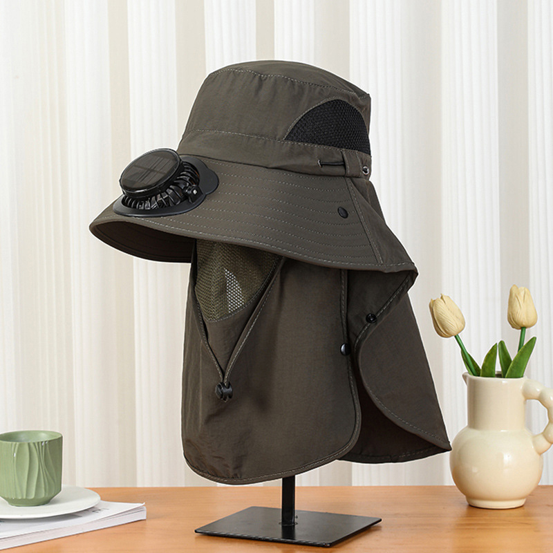 Men Solar Fan Hat Wide Brim UP - Bucket Hat Straw บทวิจารณ์และราคา