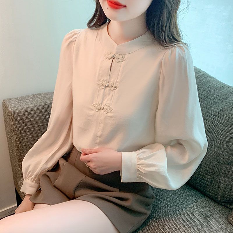 New Chinese Style Stand Up Col - Shirt Camp Collar บทวิจารณ์และราคา
