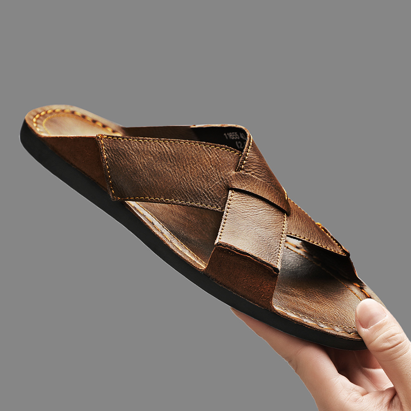 Fashion Genuine Leather Men Sl - Flip Flop Leather Men บทวิจารณ์และราคา