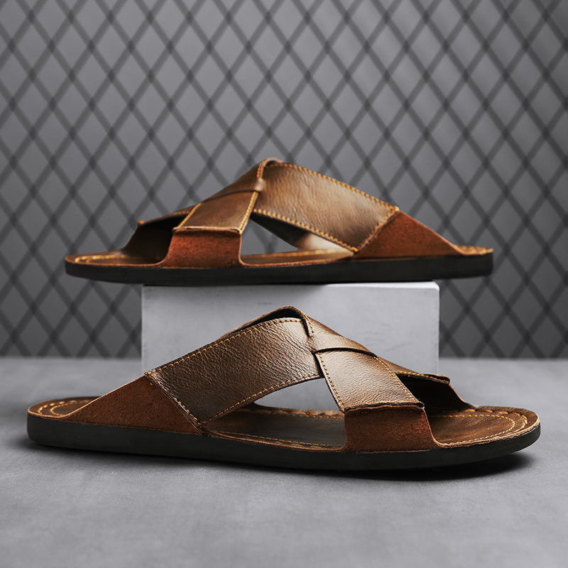 Fashion Genuine Leather Men Sl - Flip Flop Leather Men บทวิจารณ์และราคา