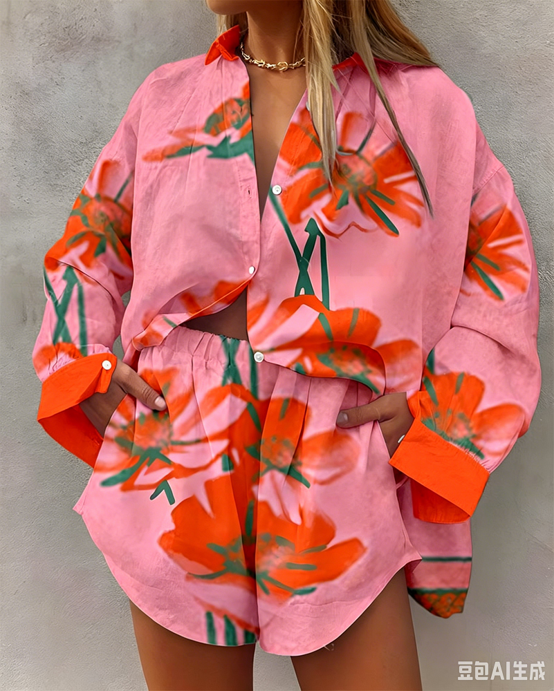 Hawaii Summer Fashion Long Sle - Resort Shirt Floral บทวิจารณ์และราคา