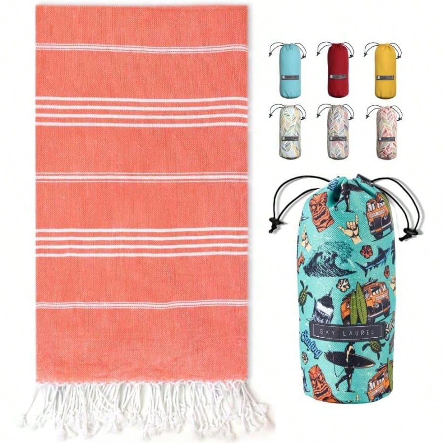 Turkish Beach Towel With Trave - Beach Towel Large บทวิจารณ์และราคา