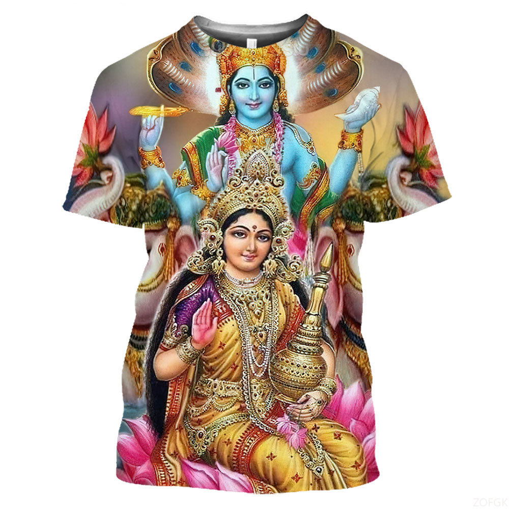 Summer Fashion Indian Deities  - Tee Graphic Print บทวิจารณ์และราคา