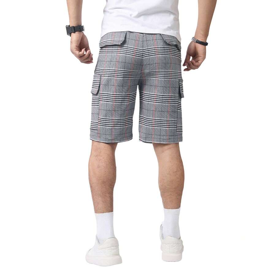 Mens Slim Fit Stretch Plaid Dr - Shorts Chino Slim บทวิจารณ์และราคา