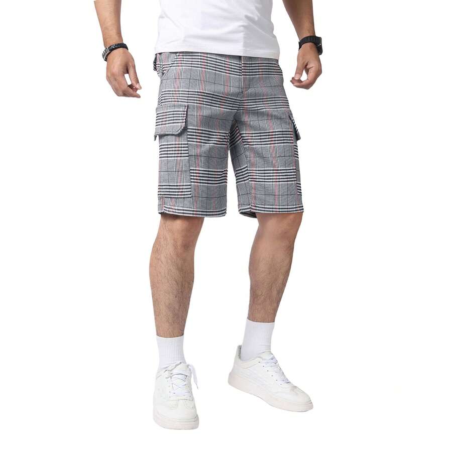 Mens Slim Fit Stretch Plaid Dr - Shorts Chino Slim บทวิจารณ์และราคา
