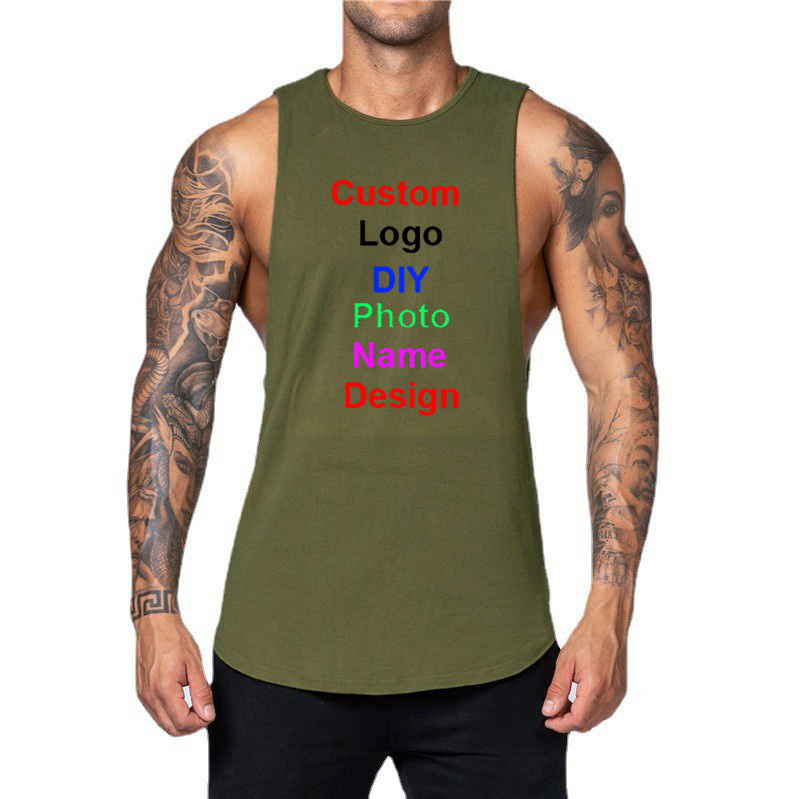 DIY Customized Logo Brand Gym  - Tank Top Muscle บทวิจารณ์และราคา
