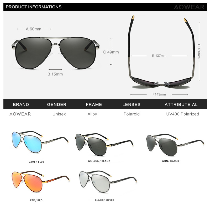 AOWEAR Men's Aviation Sunglass - Sunglasses Aviator Polarized บทวิจารณ์และราคา