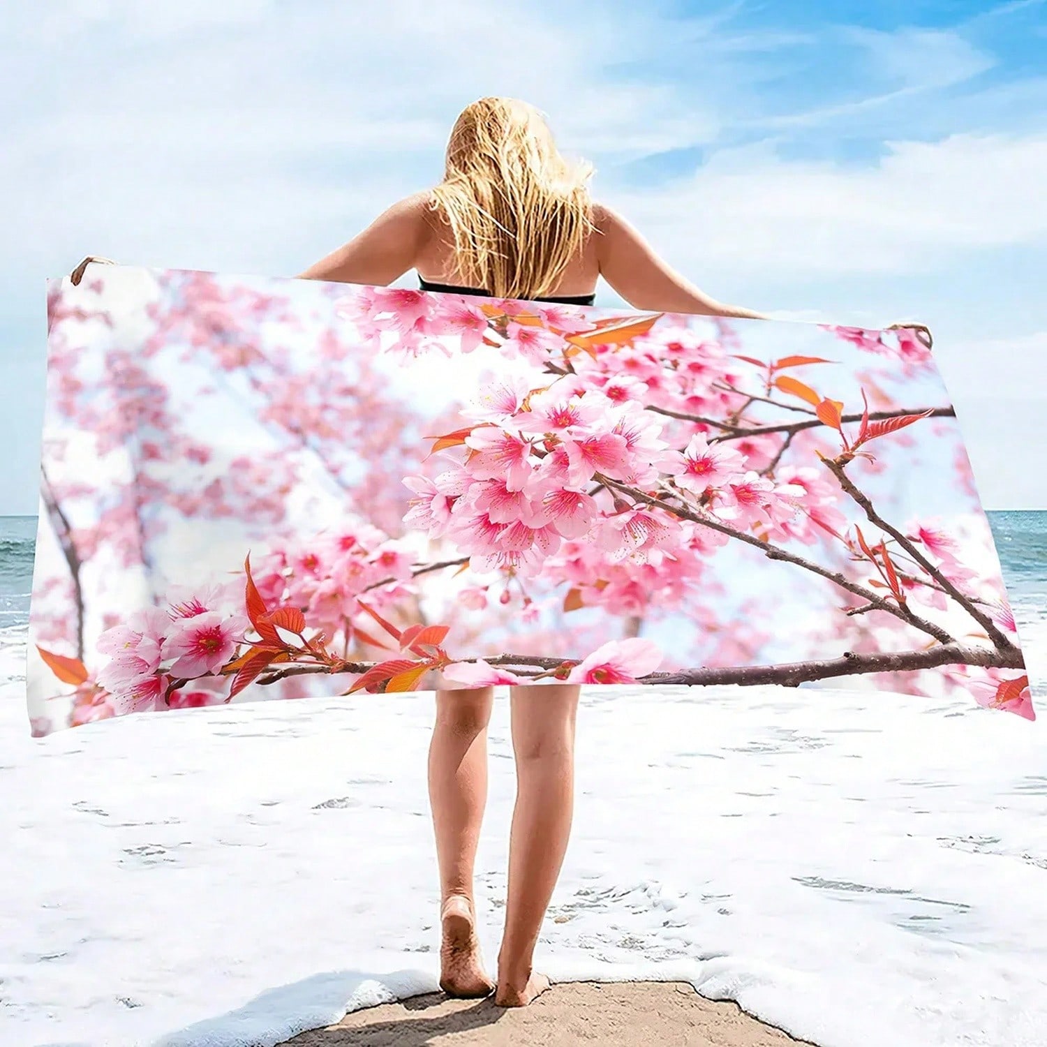 Pink Ry Bloms Sand Free Beach  - Beach Towel Large บทวิจารณ์และราคา