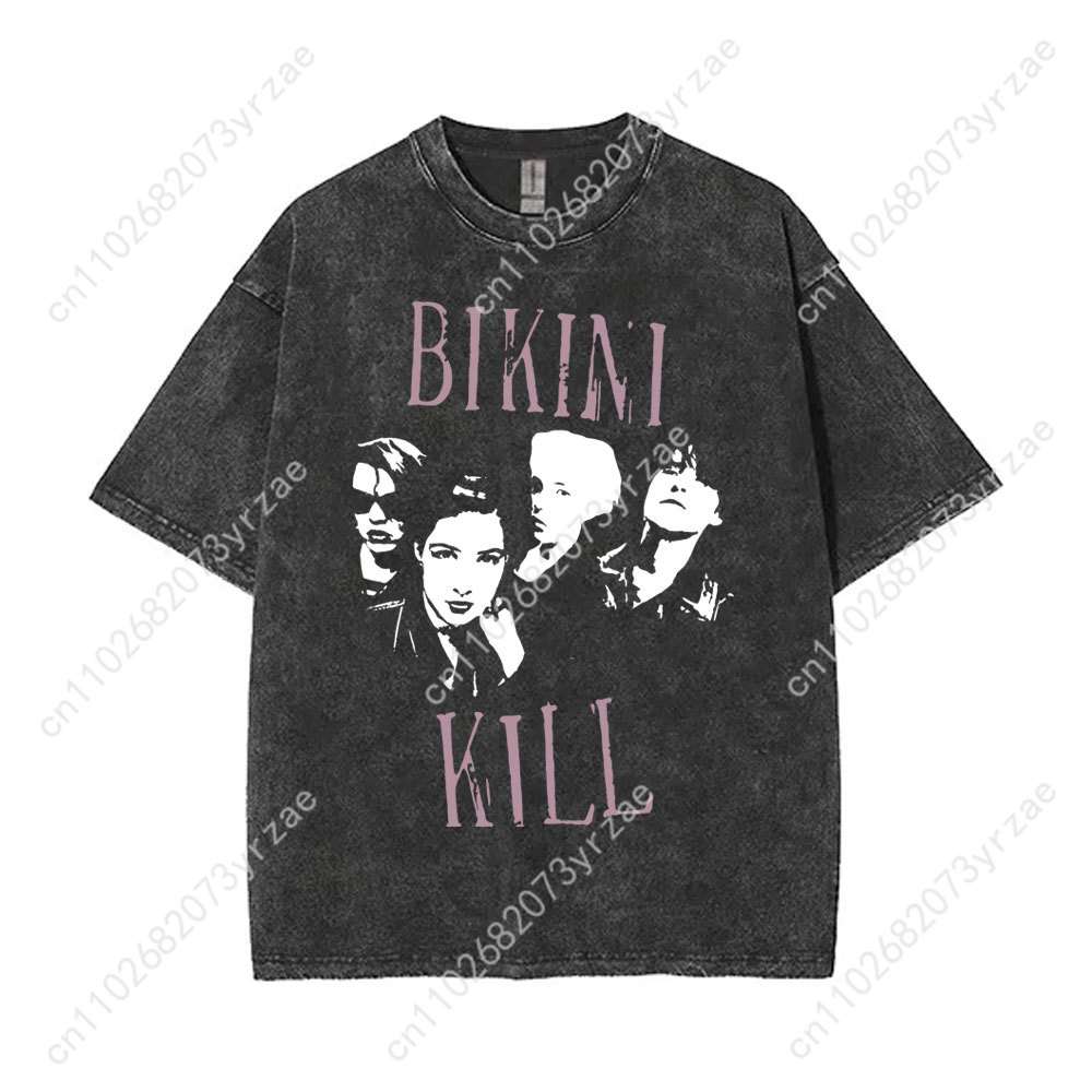 Bikini Kill Retro Wash Tshirt  - Linen Shirt Breathable บทวิจารณ์และราคา
