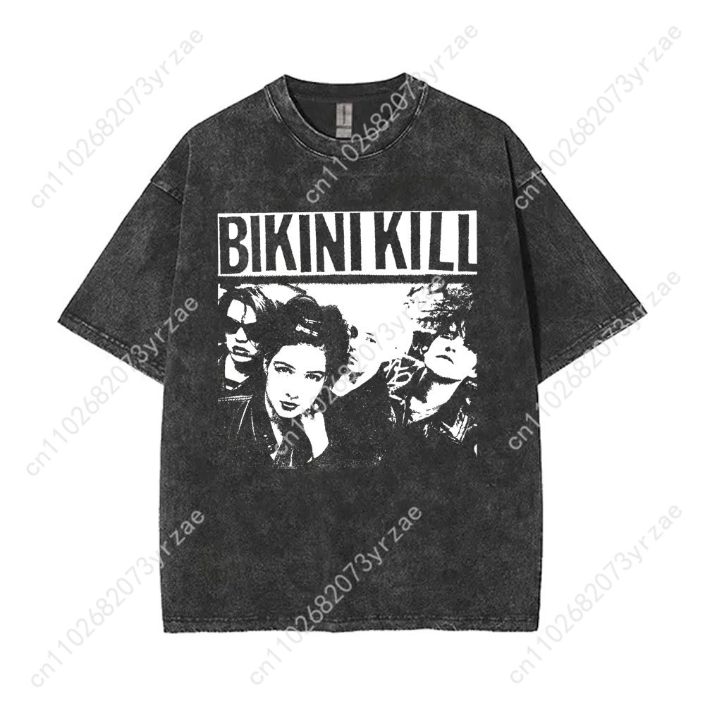 Bikini Kill Retro Wash Tshirt  - Linen Shirt Breathable บทวิจารณ์และราคา