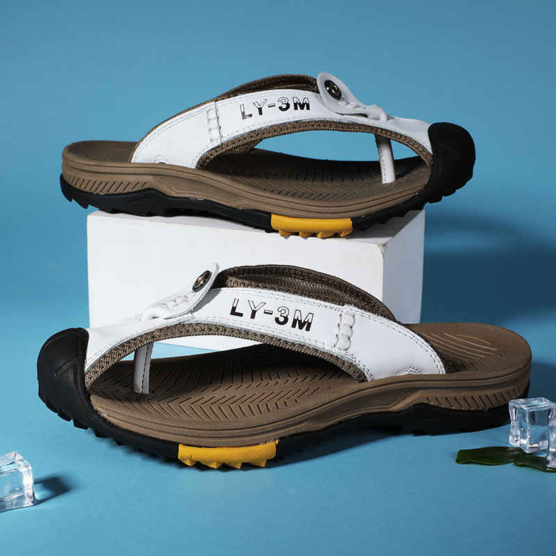 New Men's Genuine Leather Flip - Flip Flop Leather Men บทวิจารณ์และราคา