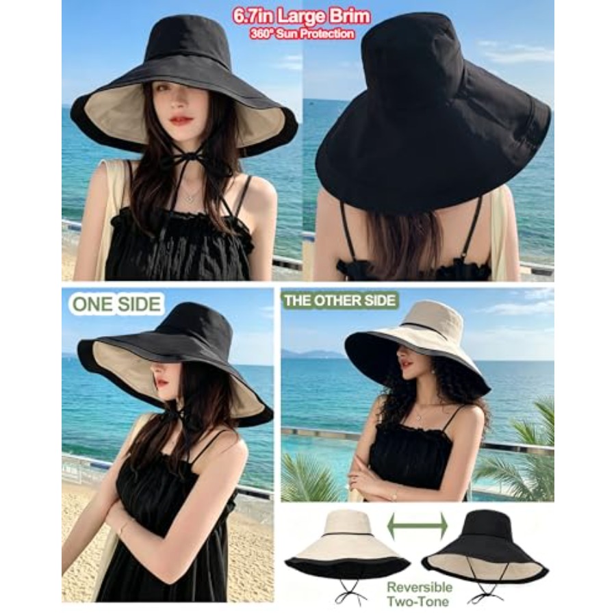 Extra Wide-Brim Sun Hats Women - Packable Hat Nylon บทวิจารณ์และราคา