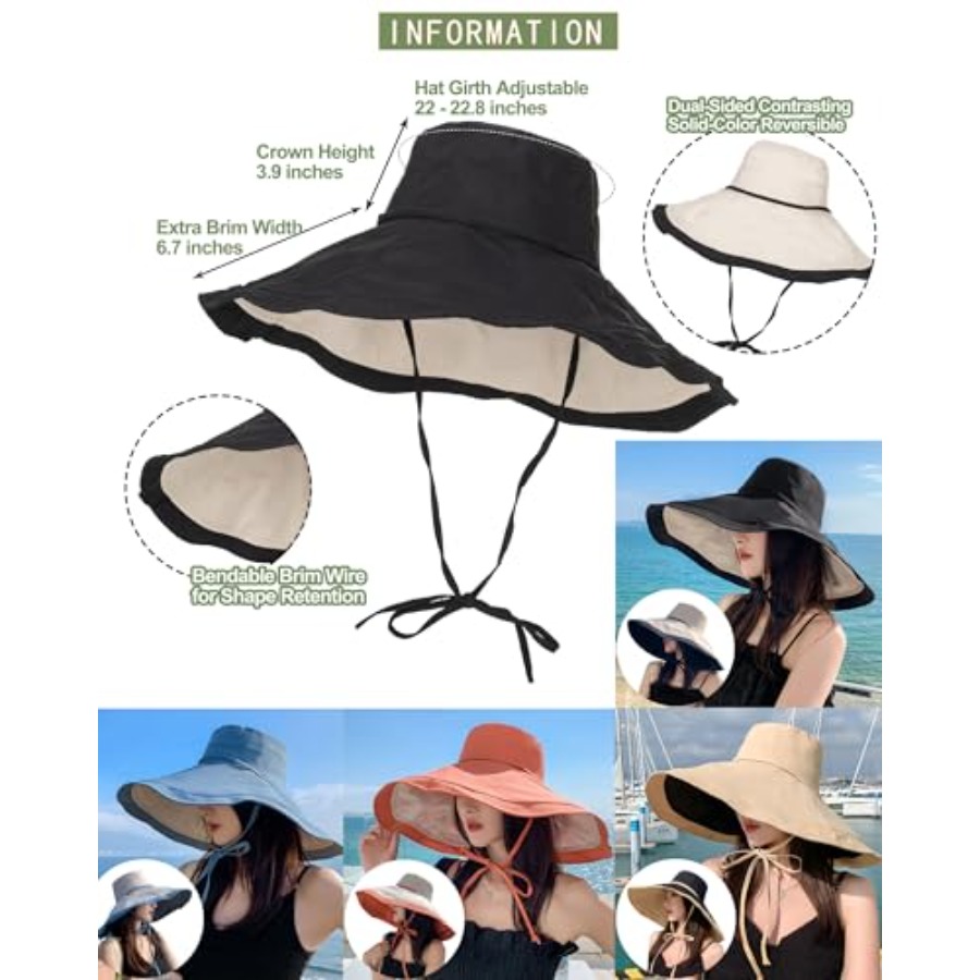 Extra Wide-Brim Sun Hats Women - Packable Hat Nylon บทวิจารณ์และราคา