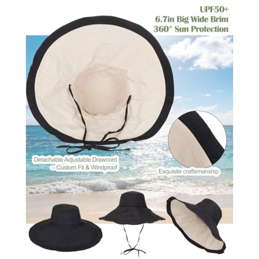 Extra Wide-Brim Sun Hats Women - Packable Hat Nylon บทวิจารณ์และราคา