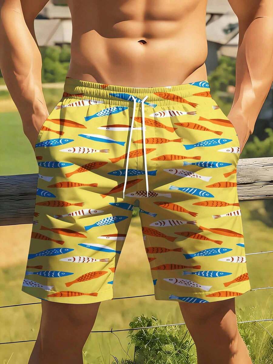 Colorful Fish Pattern Swim Tru - Swim Trunk Quick Dry บทวิจารณ์และราคา