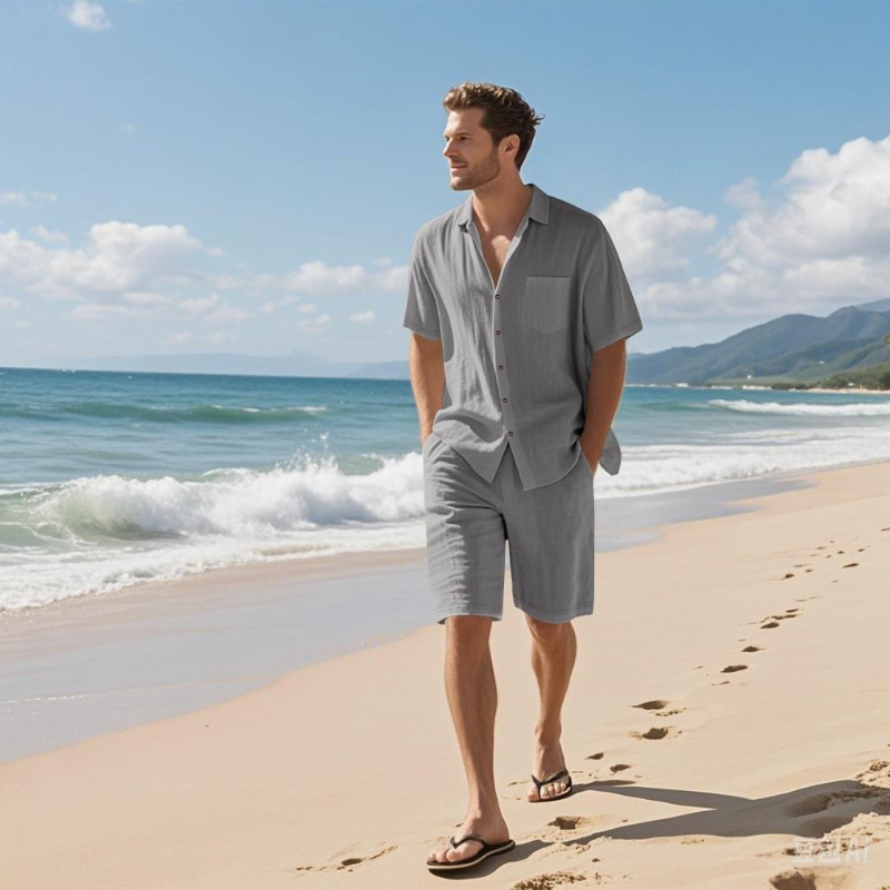 High-End Men's Summer Shorts S - Linen Shirt Breathable บทวิจารณ์และราคา