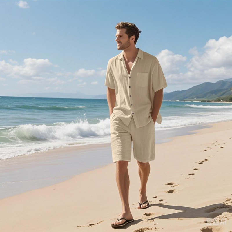 High-End Men's Summer Shorts S - Linen Shirt Breathable บทวิจารณ์และราคา