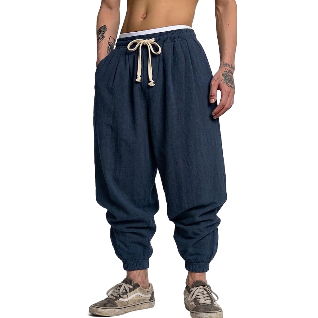 Korean Cotton Linen Trousers A - Short Linen Drawstring บทวิจารณ์และราคา