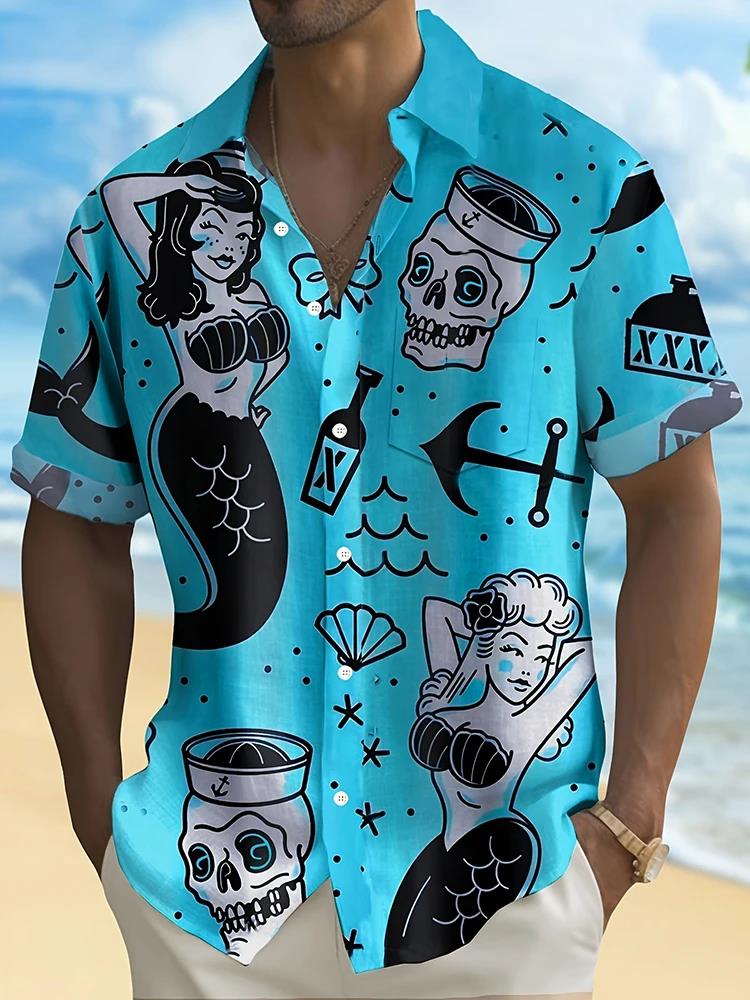 Summer Men's Fashion Casual So - Resort Shirt Floral บทวิจารณ์และราคา