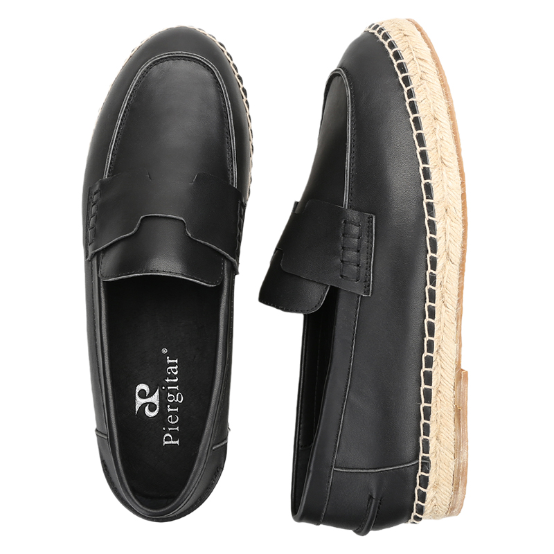 Piegitar Black Genuine Leather - Espadrille Slip On บทวิจารณ์และราคา