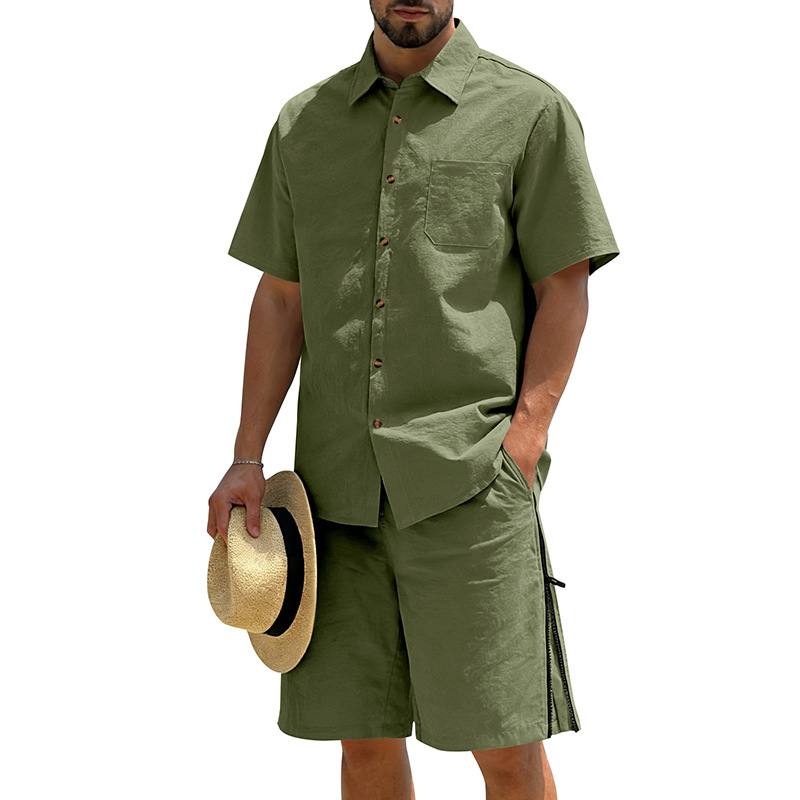 Men's Casual Cotton Linen 2 Pi - Short Linen Drawstring บทวิจารณ์และราคา