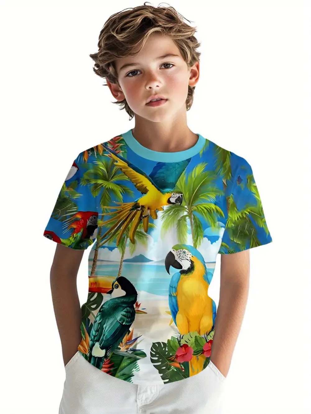 Kids' Tropical Macaw Parrots B - Tee Graphic Print บทวิจารณ์และราคา