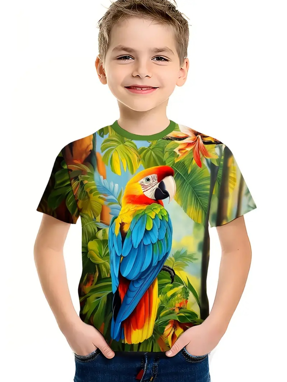 Kids' Tropical Macaw Parrots B - Tee Graphic Print บทวิจารณ์และราคา