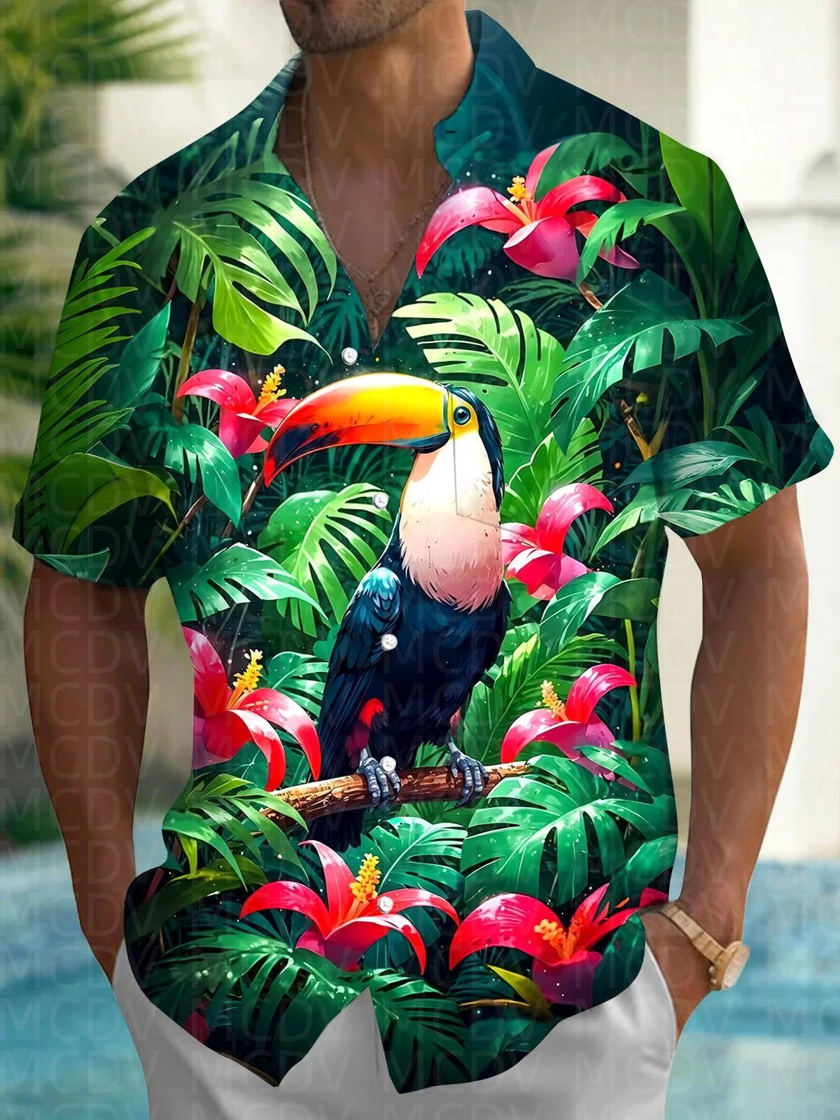 Balloon Pattern Men's Hawaiian - Shirt Camp Collar บทวิจารณ์และราคา