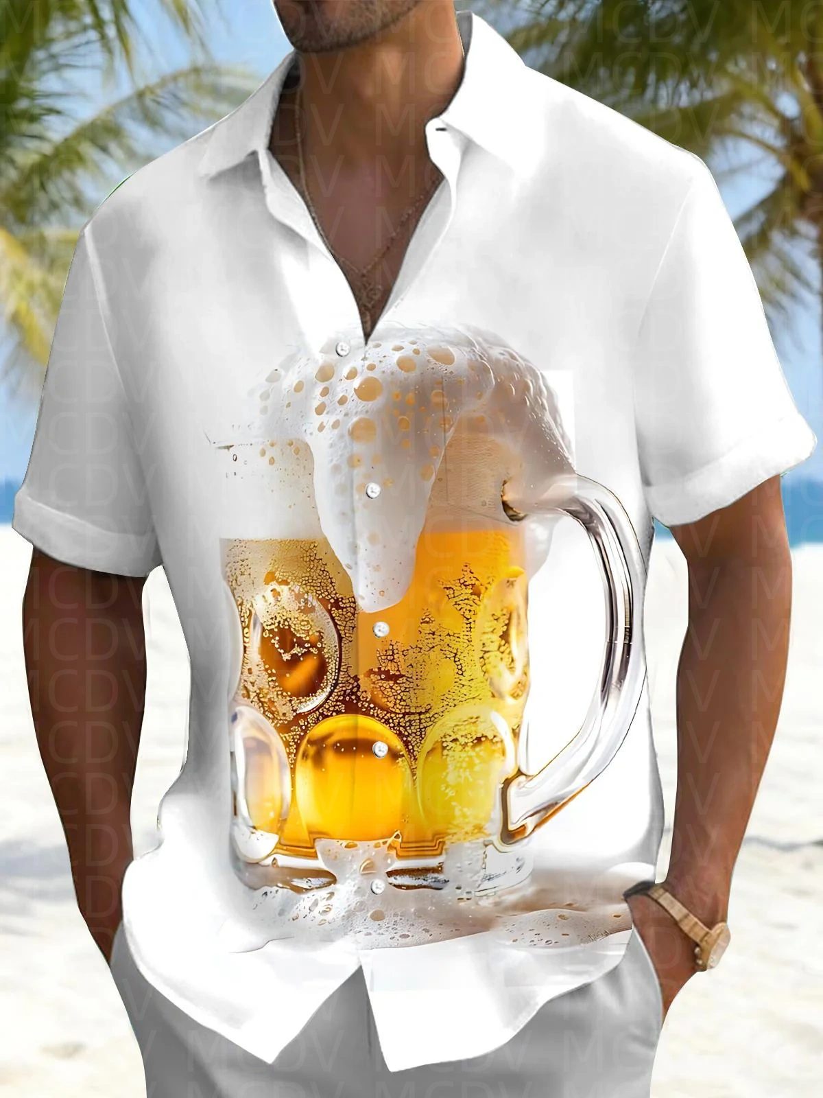 Balloon Pattern Men's Hawaiian - Shirt Camp Collar บทวิจารณ์และราคา