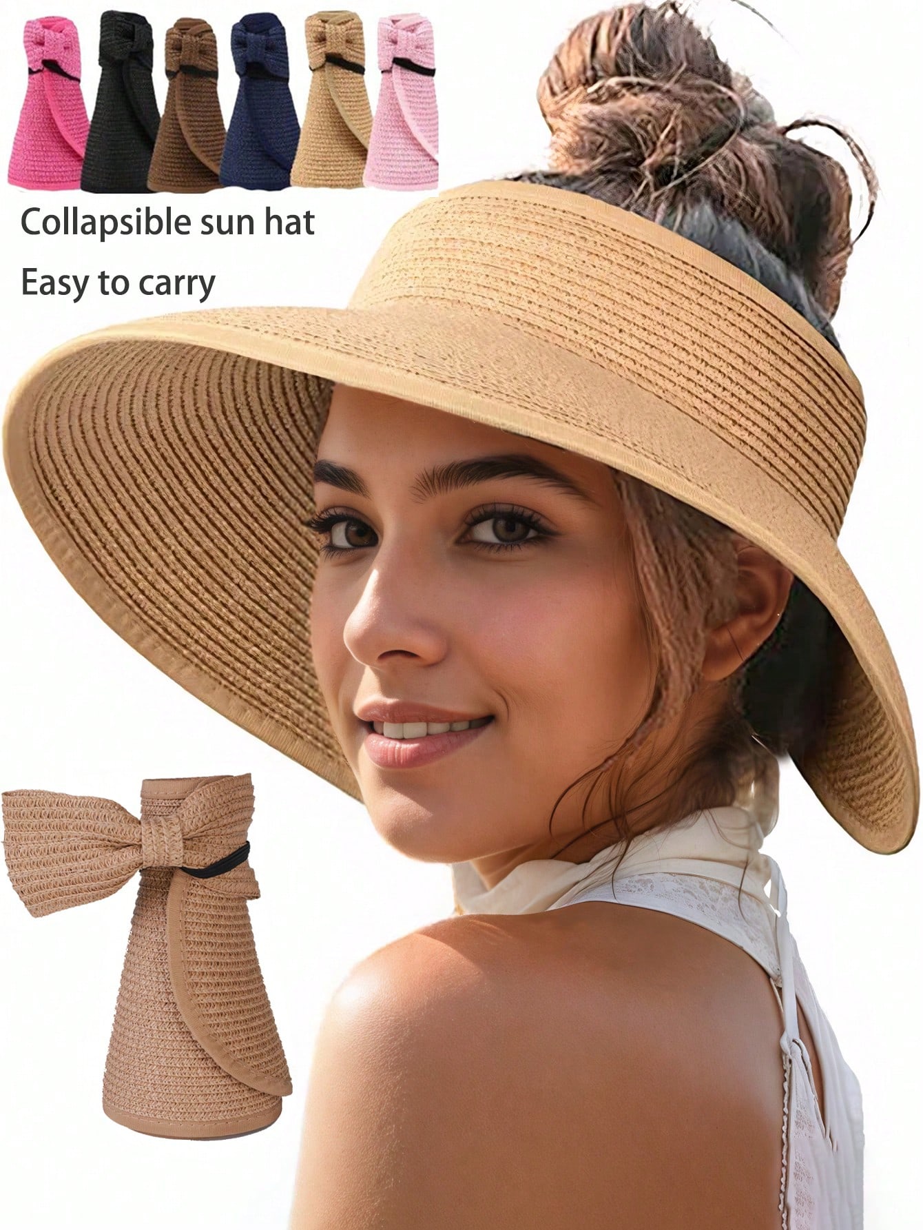 Sun Visor Hats For Women Wide  - Packable Hat Nylon บทวิจารณ์และราคา