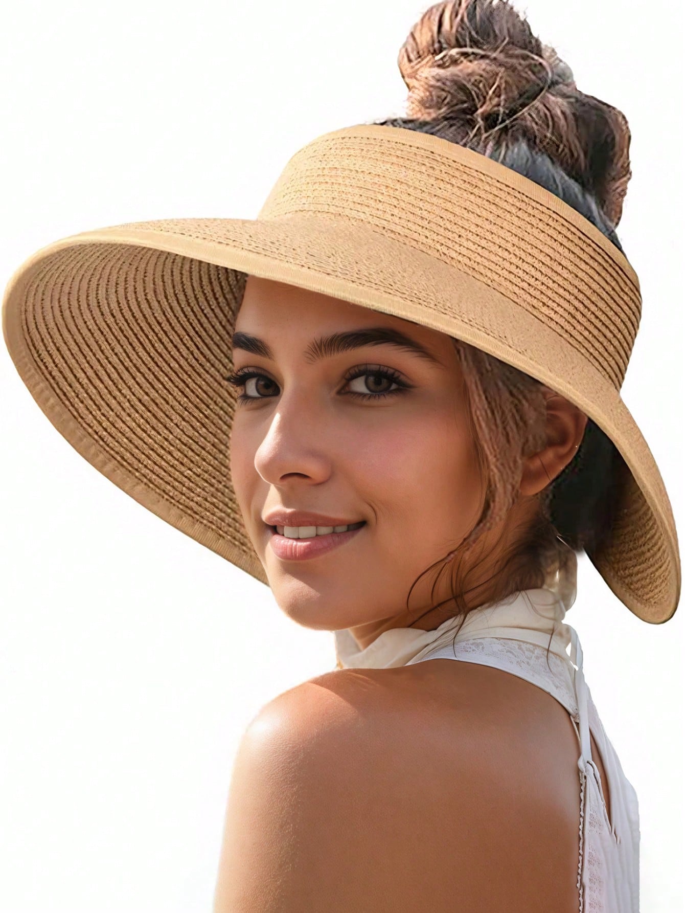 Sun Visor Hats For Women Wide  - Packable Hat Nylon บทวิจารณ์และราคา