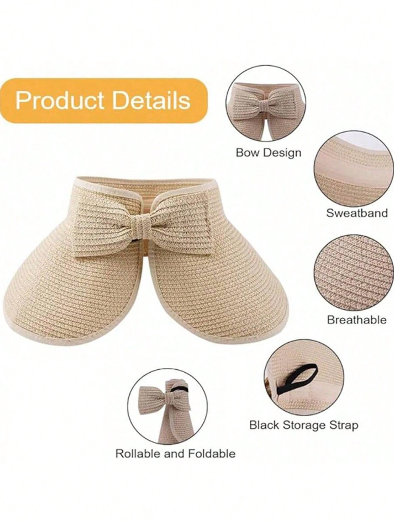 Sun Visor Hats For Women Wide  - Packable Hat Nylon บทวิจารณ์และราคา